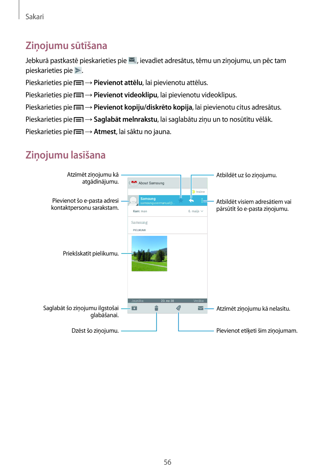 Samsung GT-I9195ZWASEB, GT-I9195ZRZSEB, GT-I9195DKYSEB manual Atzīmēt ziņojumu kā nelasītu Pievienot etiķeti šim ziņojumam 