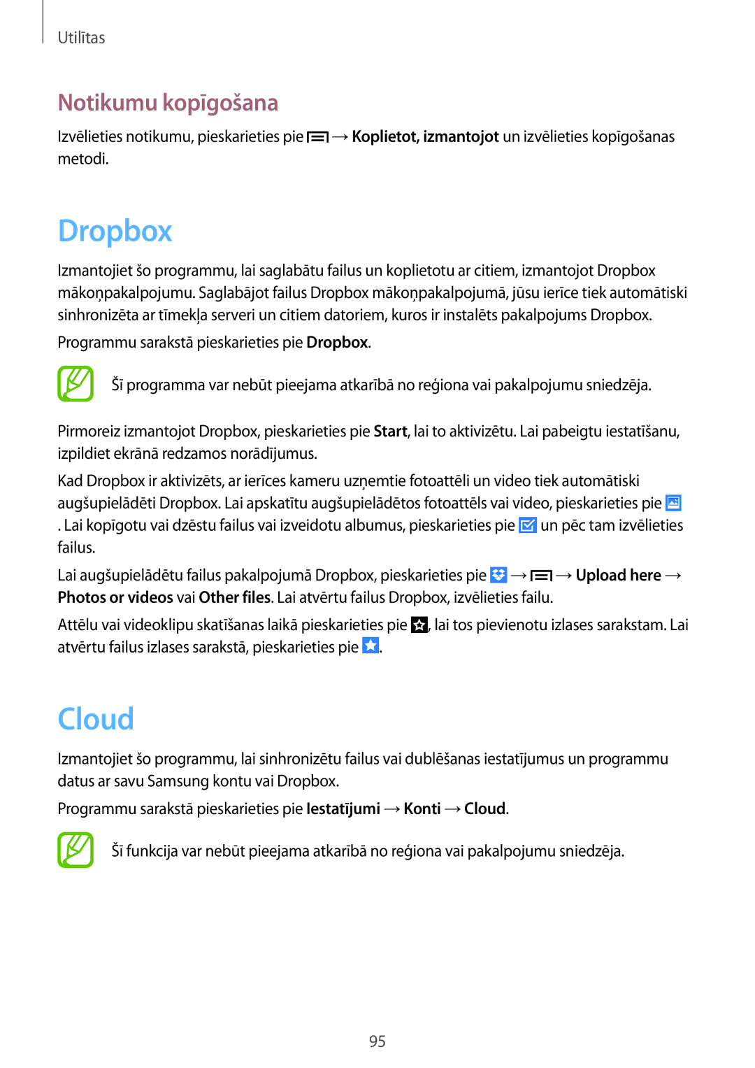 Samsung GT-I9195ZRASEB, GT-I9195ZWASEB, GT-I9195ZRZSEB, GT-I9195DKYSEB, GT-I9195ZKASEB Dropbox, Cloud, Notikumu kopīgošana 