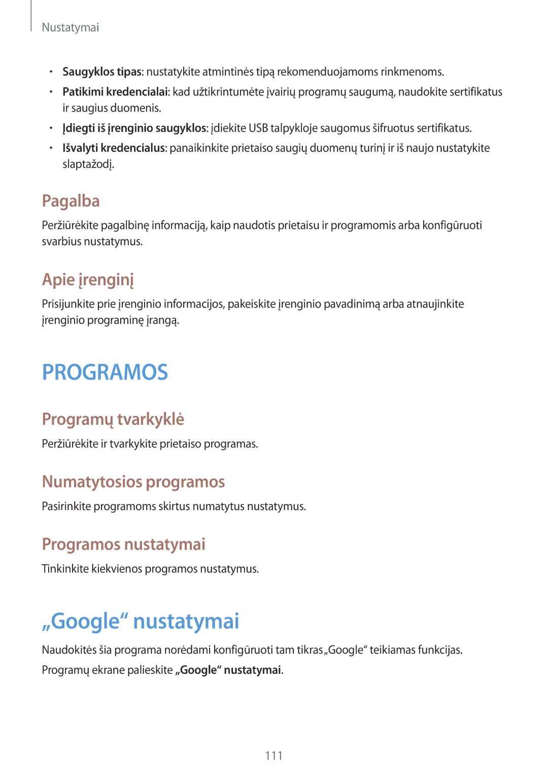 Samsung GT-I9195DKISEB, GT-I9195ZWISEB manual „Google nustatymai 