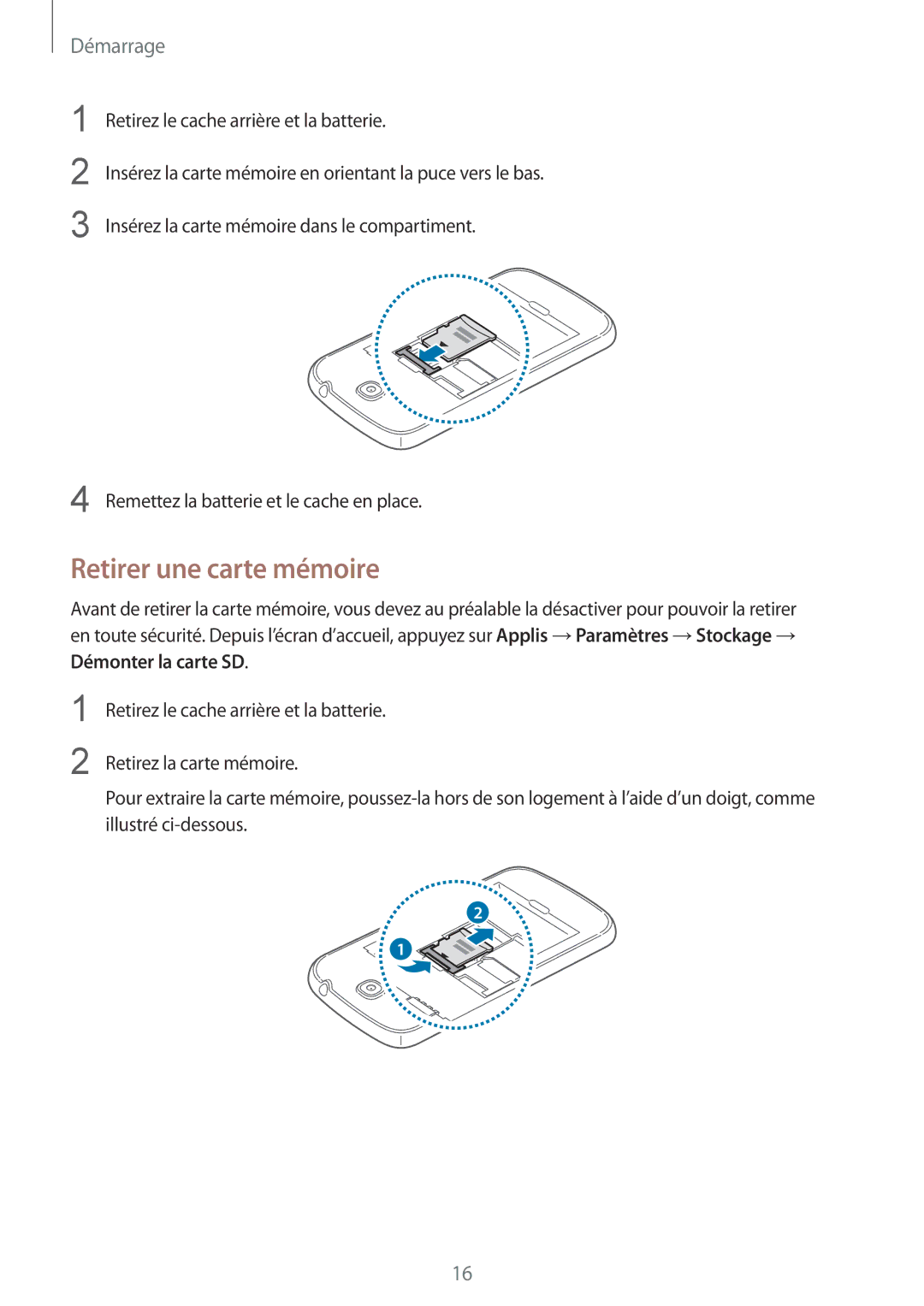 Samsung GT-I9195ZKIXEF, GT-I9195ZWIXEF, GT-I9195DKIXEF manual Retirer une carte mémoire 