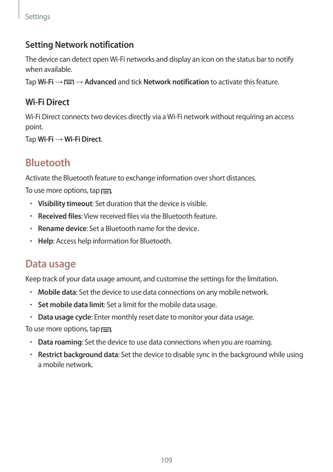 Samsung GT-I9200PPASER, GT-I9200ZKEKSA, GT-I9200ZWEKSA, GT-I9200PPEKSA, GT-I9200ZKAXXV manual Setting Network notification 