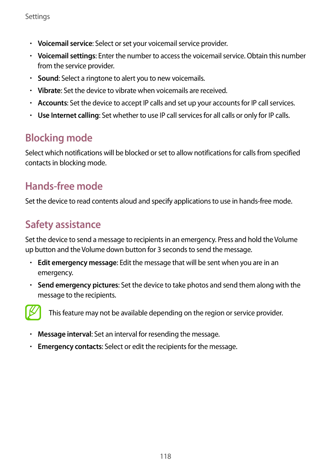 Samsung GT-I9200ZWASER, GT-I9200ZKEKSA, GT-I9200ZWEKSA, GT-I9200PPEKSA, GT-I9200ZKAXXV manual Blocking mode, Safety assistance 