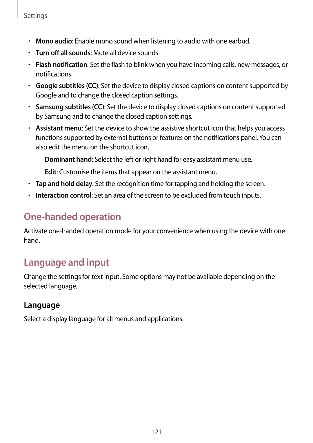 Samsung GT-I9200ZWEKSA, GT-I9200ZKEKSA, GT-I9200PPEKSA, GT-I9200ZKAXXV manual One-handed operation, Language and input 