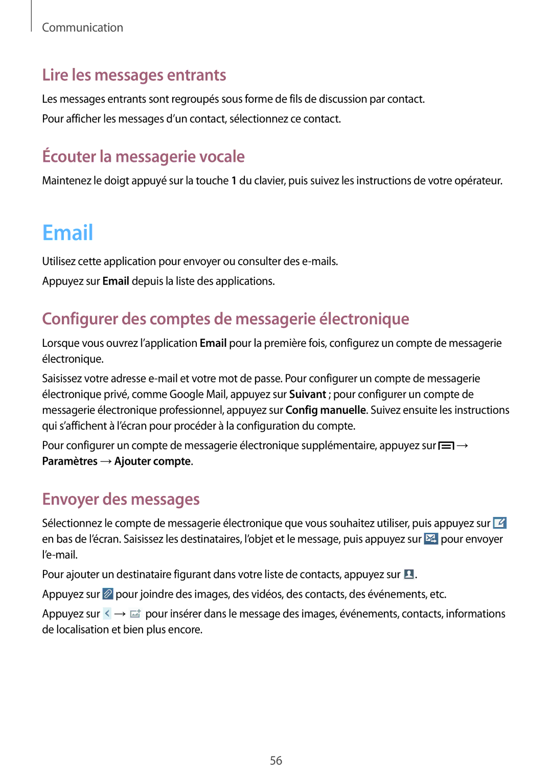 Samsung GT-I9205ZWAXEF, GT-I9205PPAFTM, GT-I9205ZKAXEF manual Lire les messages entrants, Écouter la messagerie vocale 