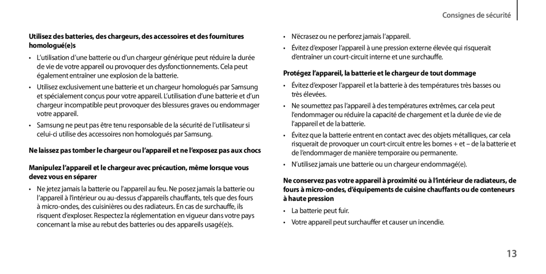 Samsung GT-I9205ZWANRJ, GT-I9205PPAFTM, GT-I9205ZKAXEF, GT-I9205ZWAXEF, GT-I9205ZKABOG, GT-I9205ZKASFR Consignes de sécurité 