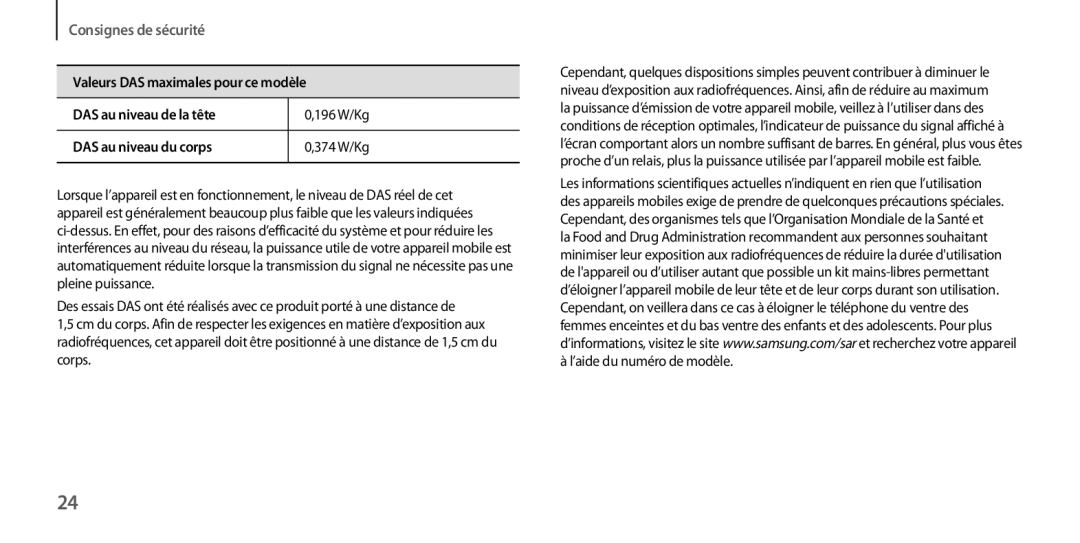 Samsung GT-I9205ZKANRJ, GT-I9205PPAFTM, GT-I9205ZKAXEF, GT-I9205ZWAXEF, GT-I9205ZKABOG, GT-I9205ZWANRJ Consignes de sécurité 