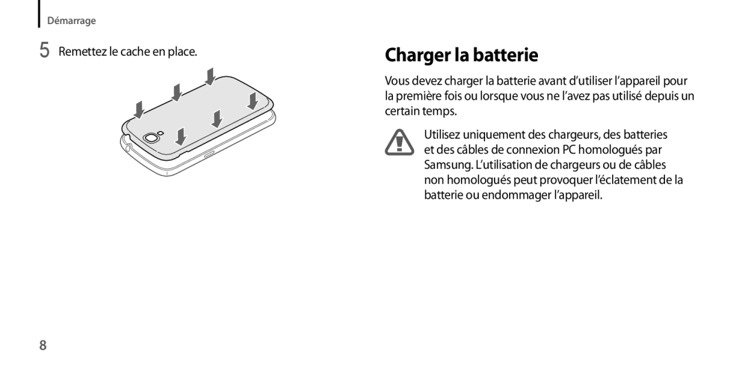 Samsung GT-I9205ZKAFTM, GT-I9205PPAFTM, GT-I9205ZKAXEF, GT-I9205ZWAXEF, GT-I9205ZKABOG, GT-I9205ZWANRJ Charger la batterie 