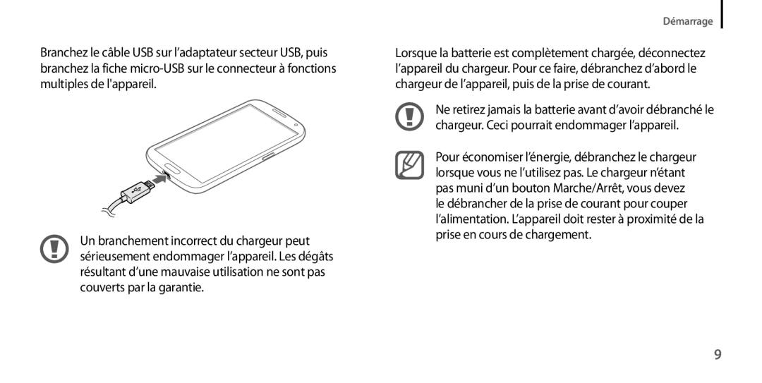 Samsung GT-I9205PPAFTM, GT-I9205ZKAXEF, GT-I9205ZWAXEF, GT-I9205ZKABOG, GT-I9205ZWANRJ, GT-I9205ZKASFR manual Démarrage 