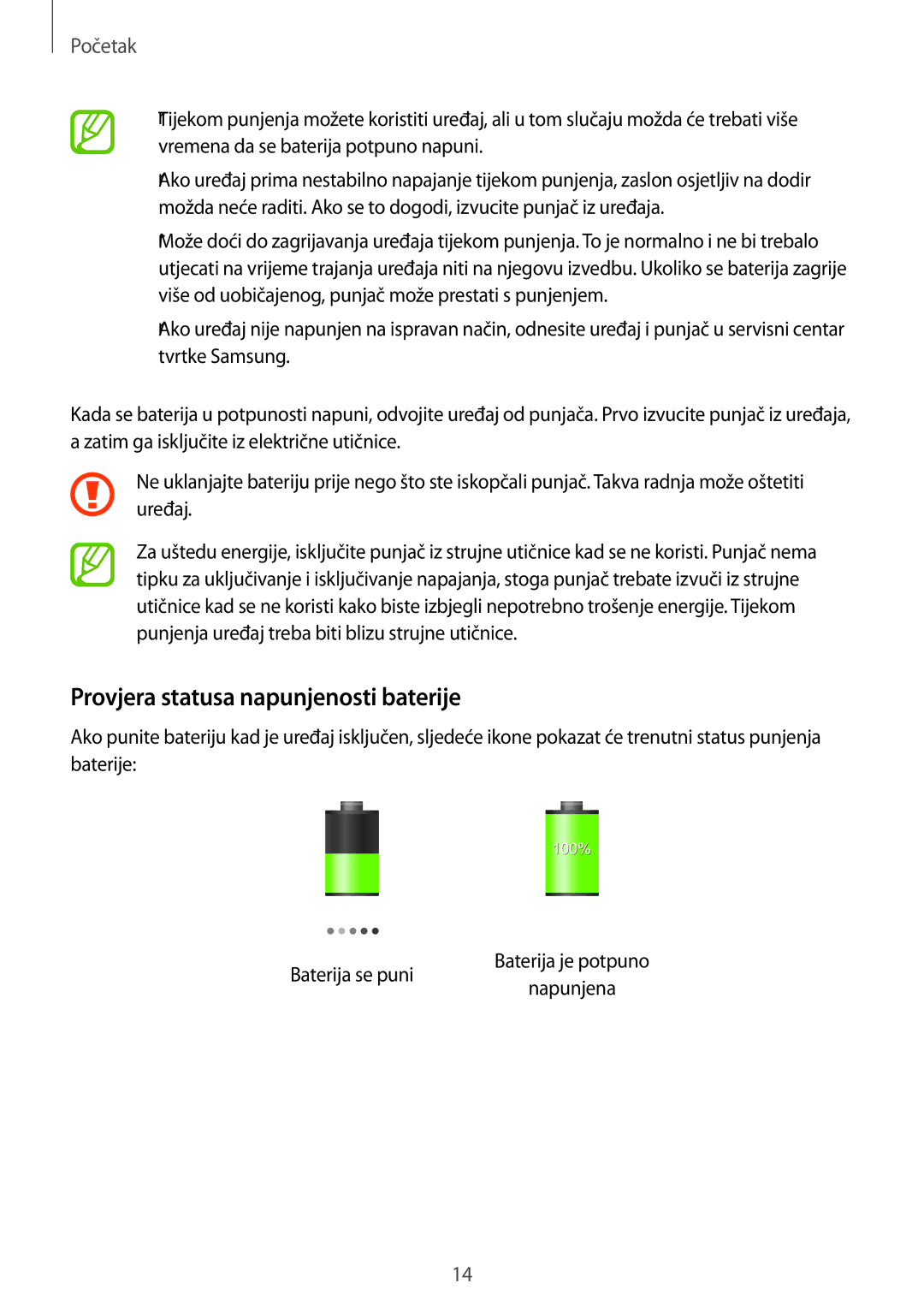 Samsung GT-I9205ZKAVIP, GT-I9205ZKACRO, GT-I9205ZKATRA, GT-I9205ZWATRA manual Provjera statusa napunjenosti baterije 