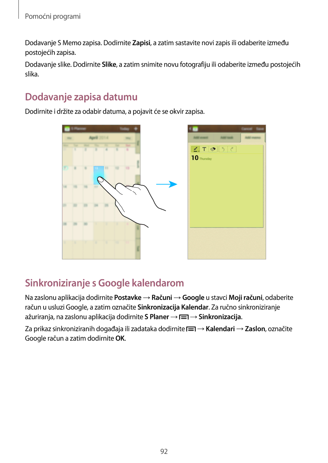 Samsung GT-I9205ZKACRO, GT-I9205ZKATRA, GT-I9205ZKAVIP manual Dodavanje zapisa datumu, Sinkroniziranje s Google kalendarom 