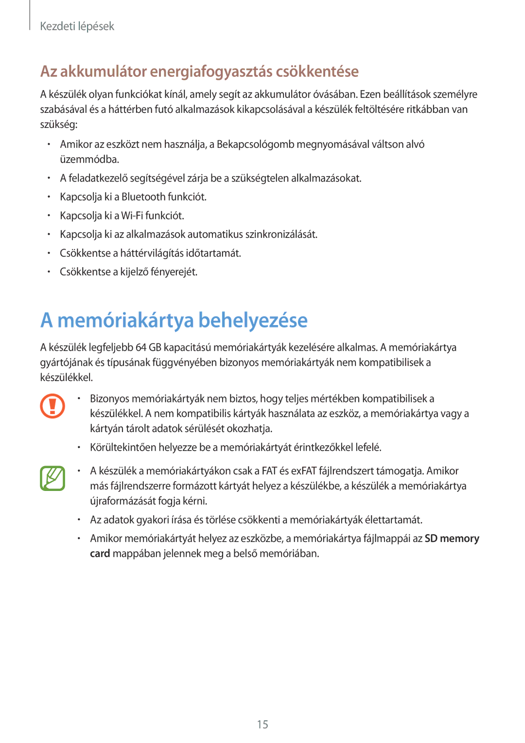 Samsung GT-I9205ZWABGL, GT-I9205ZKADBT manual Memóriakártya behelyezése, Az akkumulátor energiafogyasztás csökkentése 