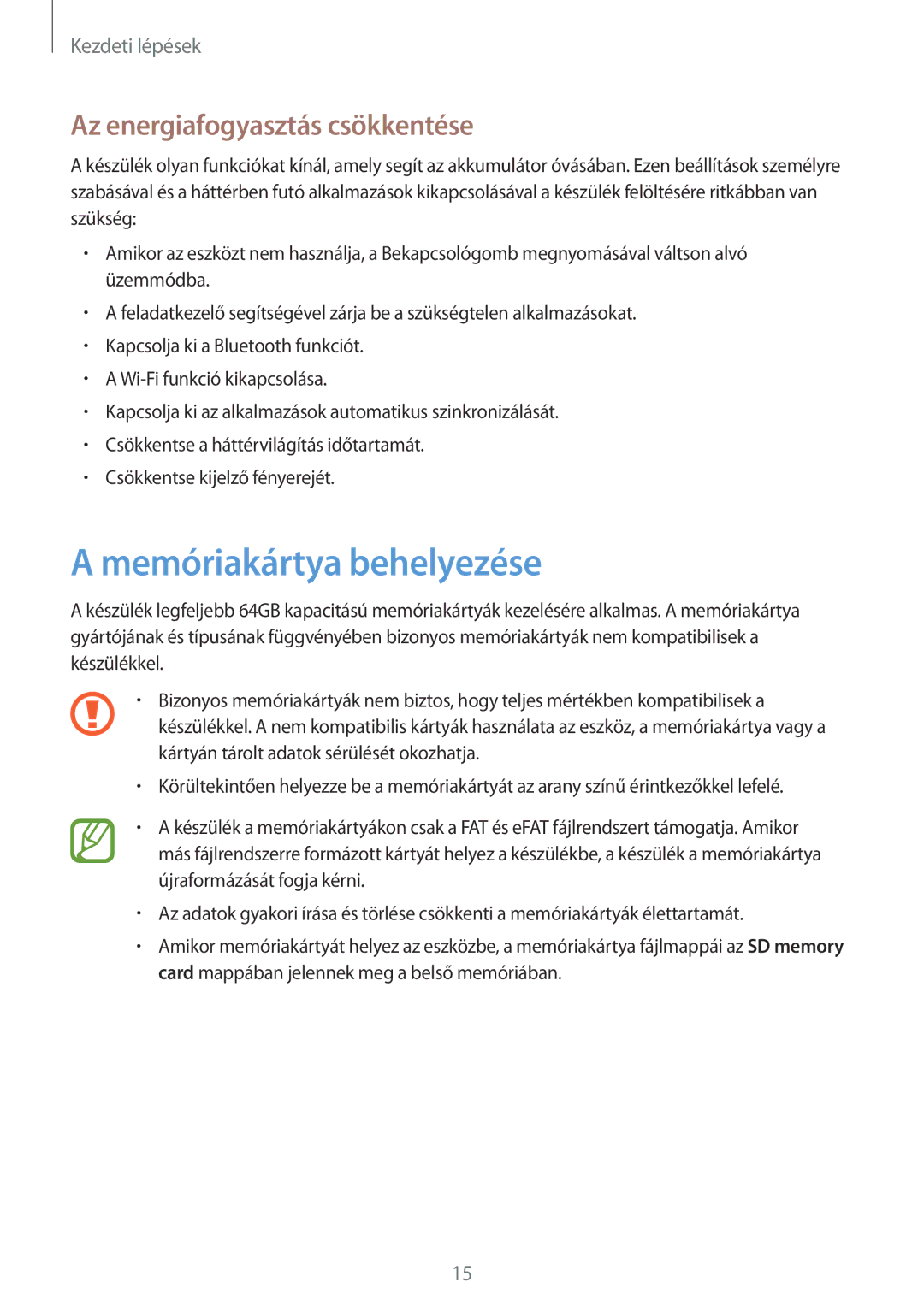 Samsung GT-I9205ZWABGL, GT-I9205ZKADBT, GT-I9205ZWADBT manual Memóriakártya behelyezése, Az energiafogyasztás csökkentése 