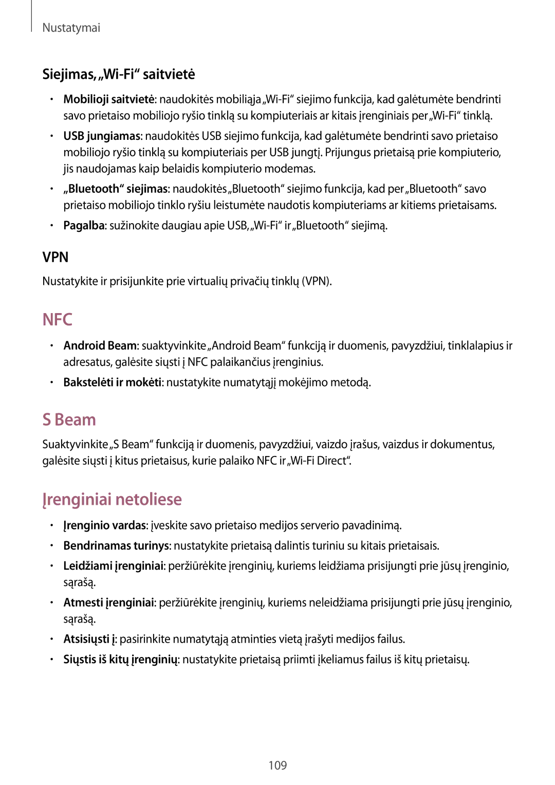 Samsung GT-I9205ZKASEB manual Beam, Įrenginiai netoliese, Siejimas,„Wi-Fi saitvietė 