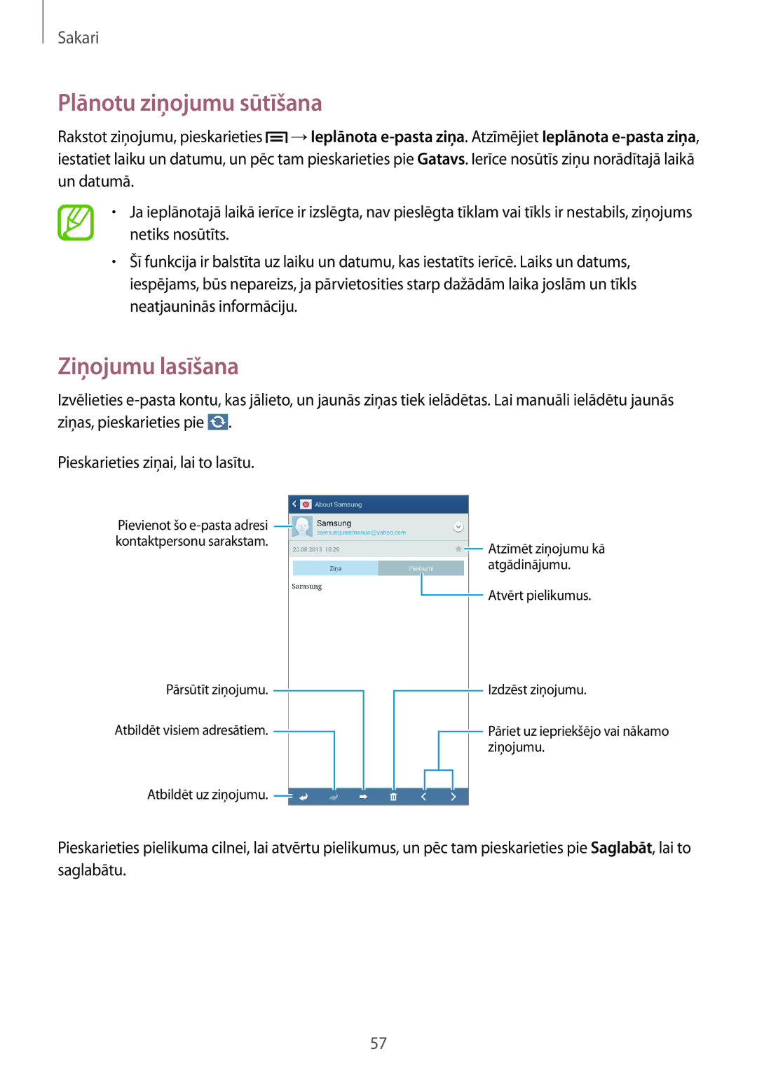 Samsung GT-I9205ZKASEB manual Ziņojumu lasīšana 