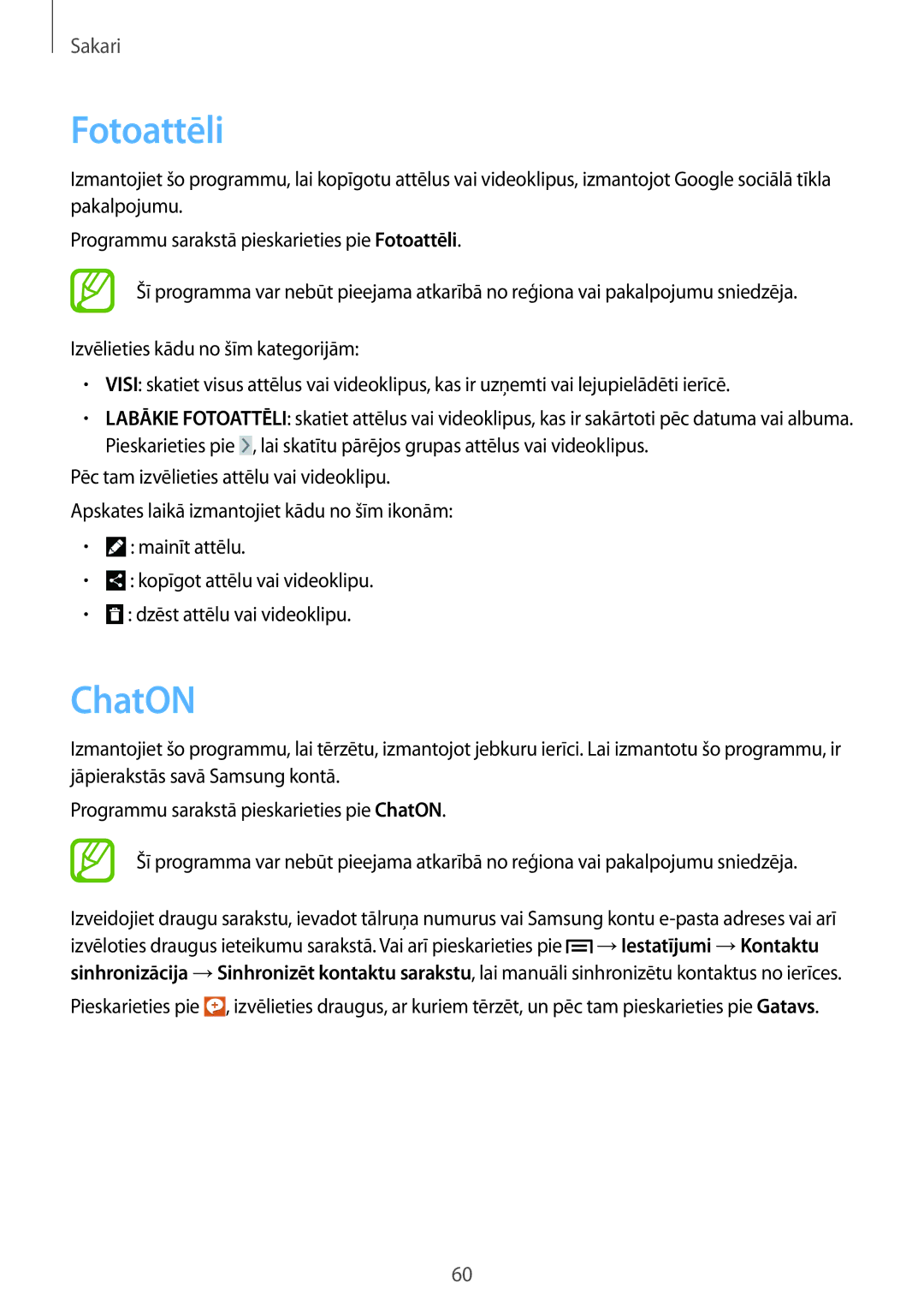 Samsung GT-I9205ZKASEB manual Fotoattēli, ChatON 