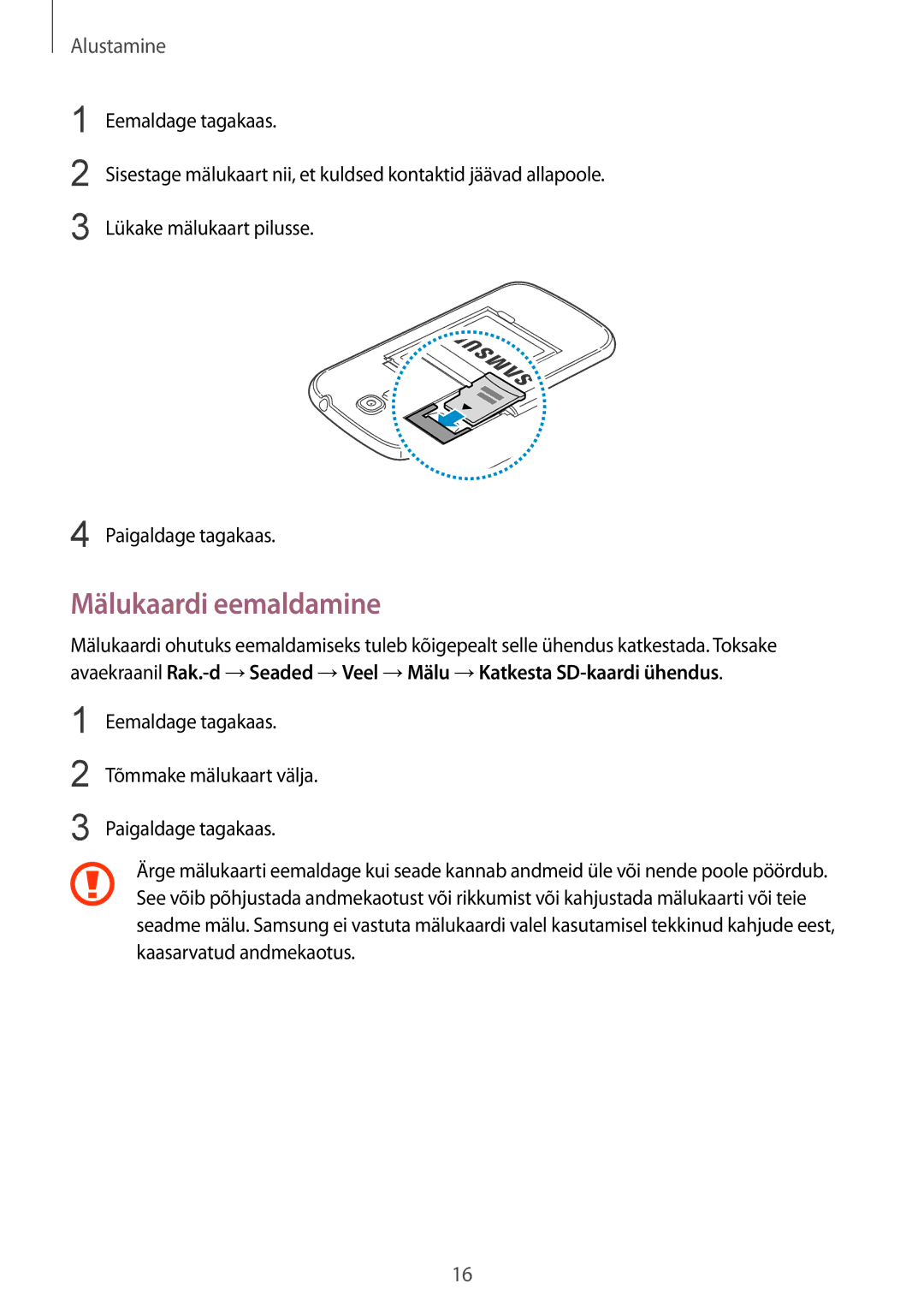 Samsung GT-I9205ZKASEB manual Mälukaardi eemaldamine 