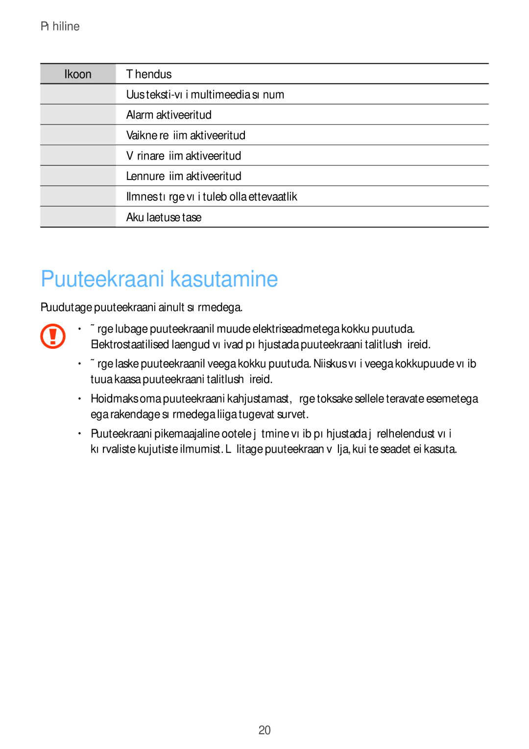 Samsung GT-I9205ZKASEB manual Puuteekraani kasutamine, Põhiline 