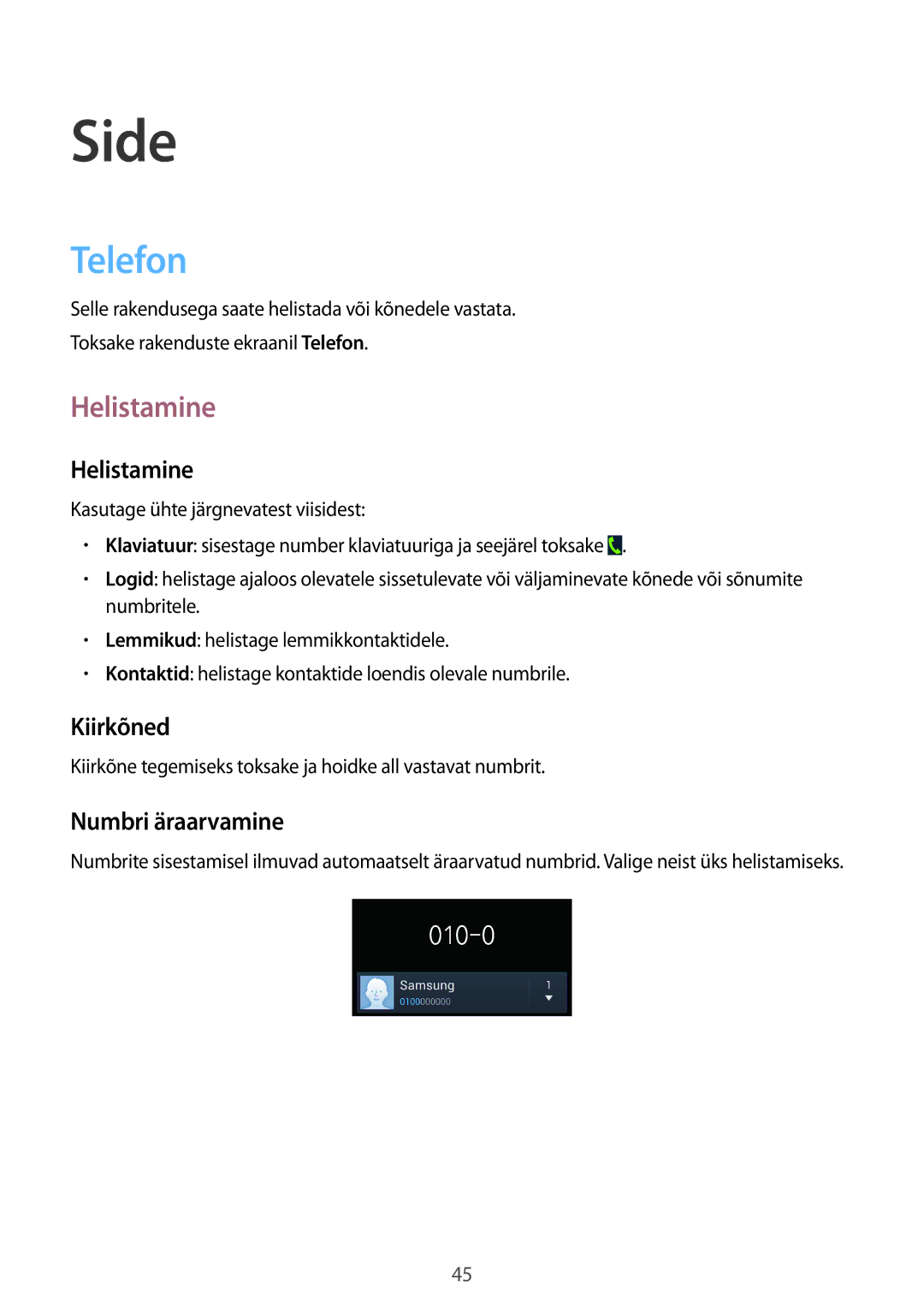 Samsung GT-I9205ZKASEB manual Side, Telefon, Helistamine 