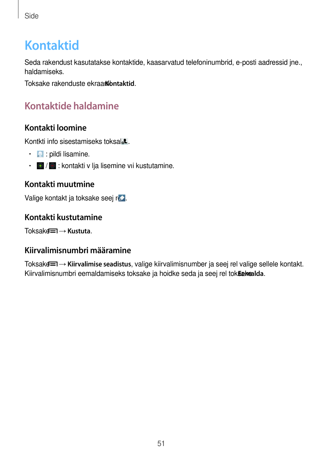 Samsung GT-I9205ZKASEB manual Kontaktide haldamine 