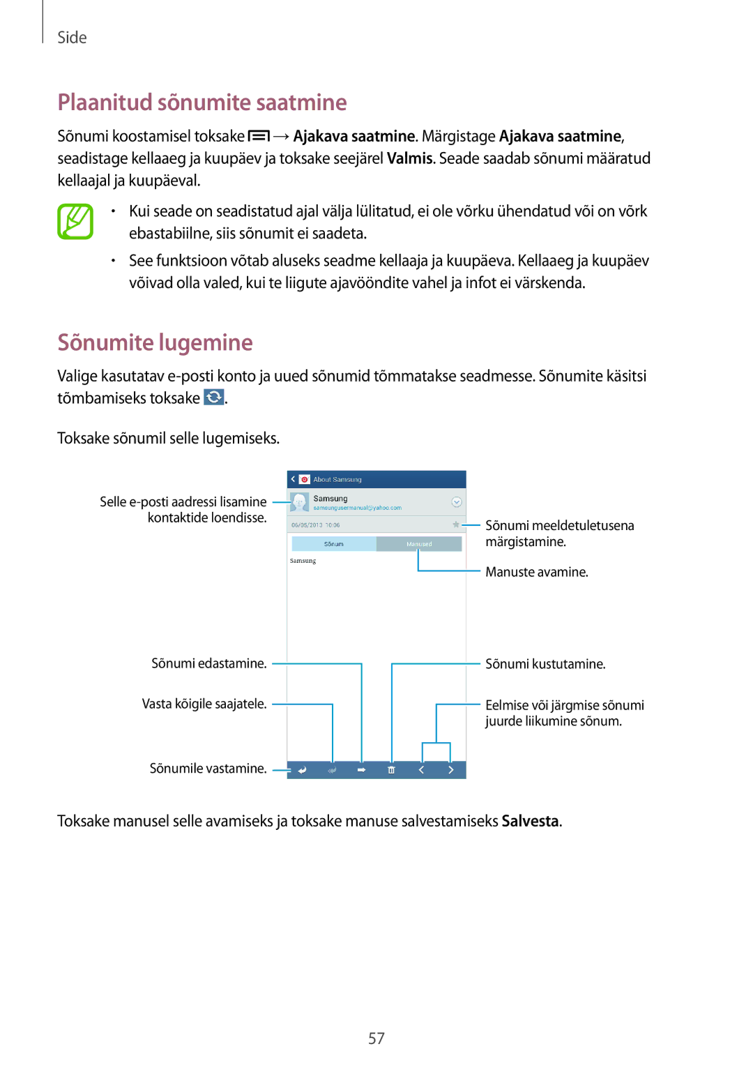 Samsung GT-I9205ZKASEB manual Sõnumite lugemine 