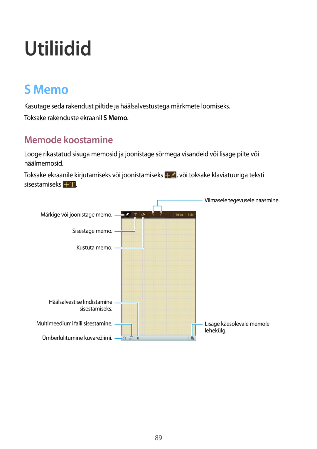 Samsung GT-I9205ZKASEB manual Utiliidid, Memode koostamine 