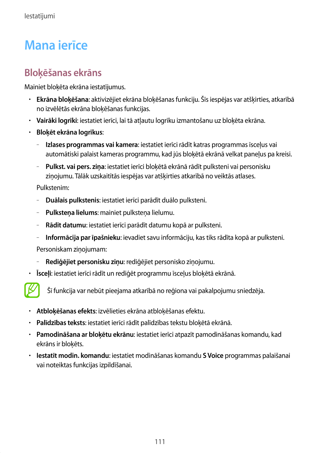 Samsung GT-I9205ZKASEB manual Mana ierīce, Bloķēšanas ekrāns, Bloķēt ekrāna logrīkus 