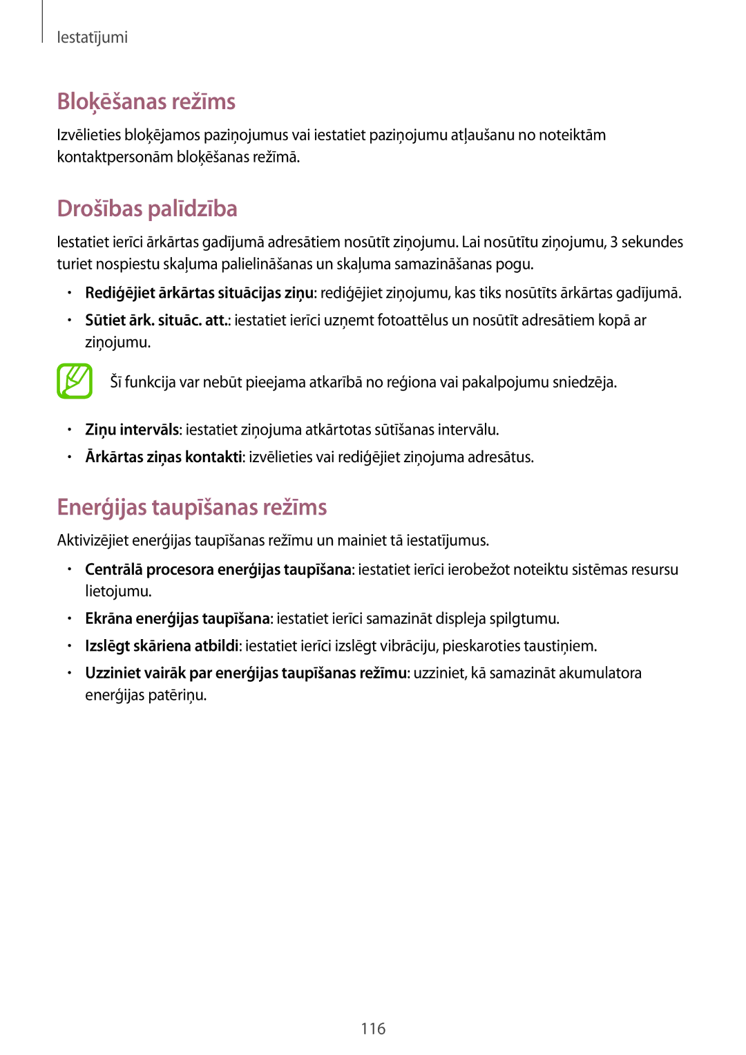 Samsung GT-I9205ZKASEB manual Bloķēšanas režīms, Drošības palīdzība, Enerģijas taupīšanas režīms 