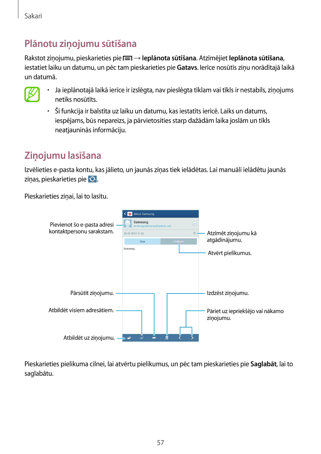 Samsung GT-I9205ZKASEB manual Ziņojumu lasīšana 