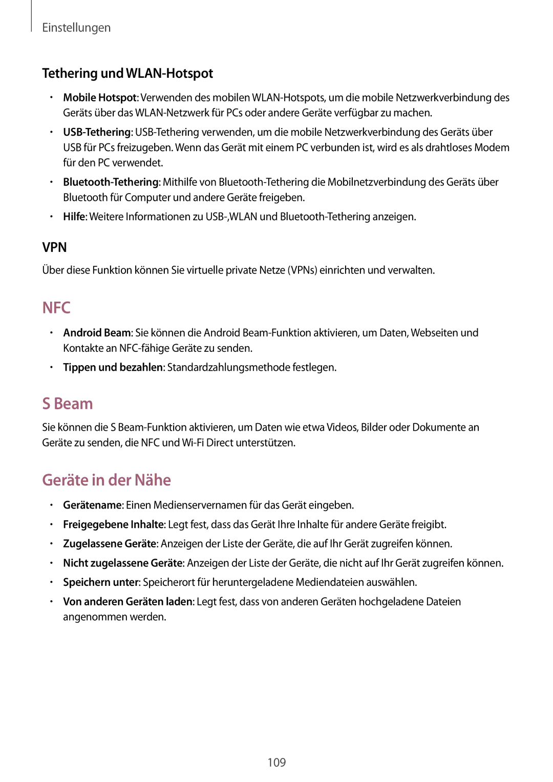 Samsung GT-I9205ZKADBT, GT-I9205ZKATPH, GT-I9205ZKAEPL, GT-I9205ZKAVD2 Beam, Geräte in der Nähe, Tethering und WLAN-Hotspot 