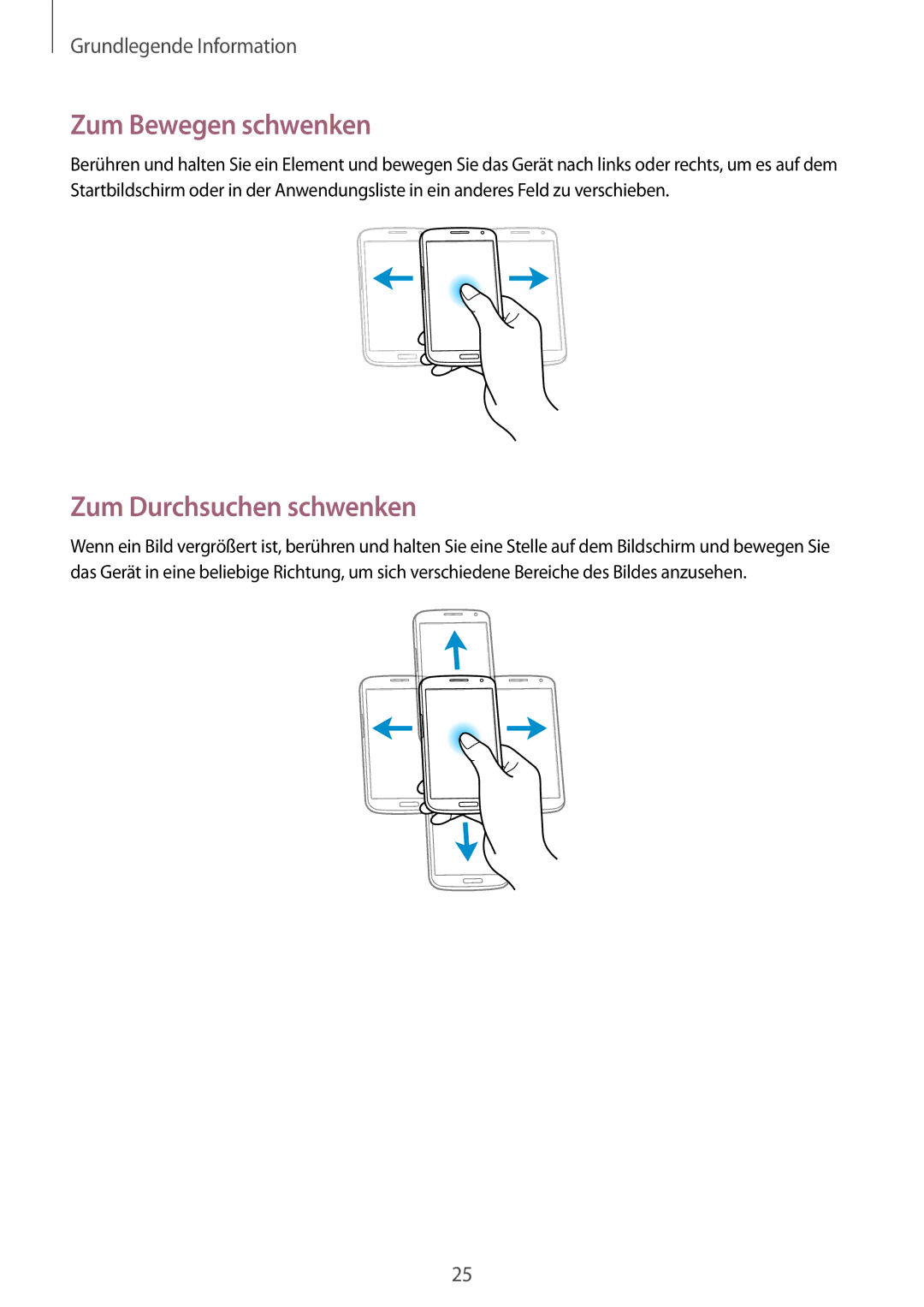 Samsung GT-I9205ZKADBT, GT-I9205ZKATPH, GT-I9205ZKAEPL, GT-I9205ZKAVD2 manual Zum Bewegen schwenken, Zum Durchsuchen schwenken 