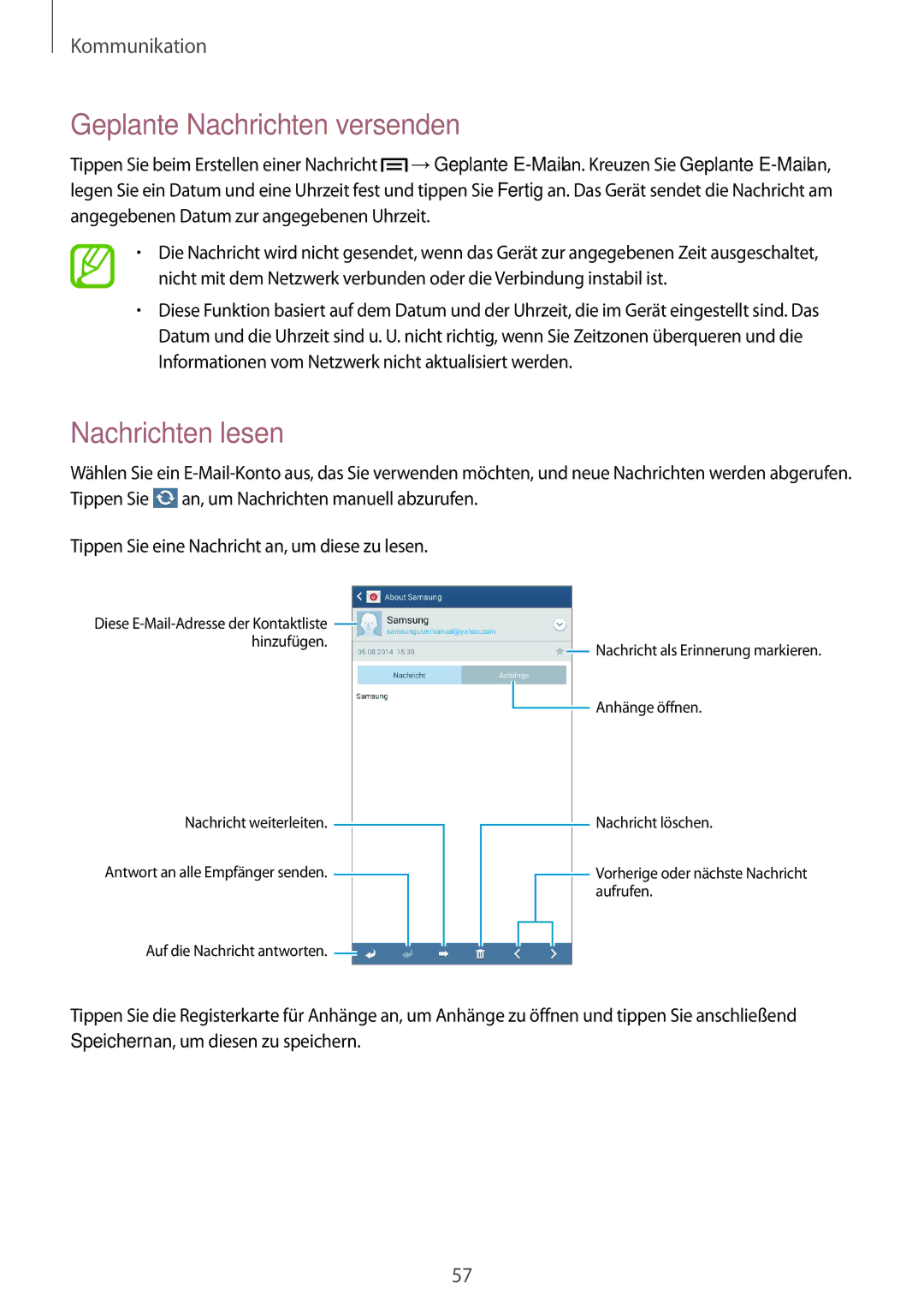 Samsung GT-I9205ZKAEPL, GT-I9205ZKATPH, GT-I9205ZKAVD2, GT-I9205ZKADTM, GT-I9205ZKADBT, GT-I9205ZWADBT manual Nachrichten lesen 