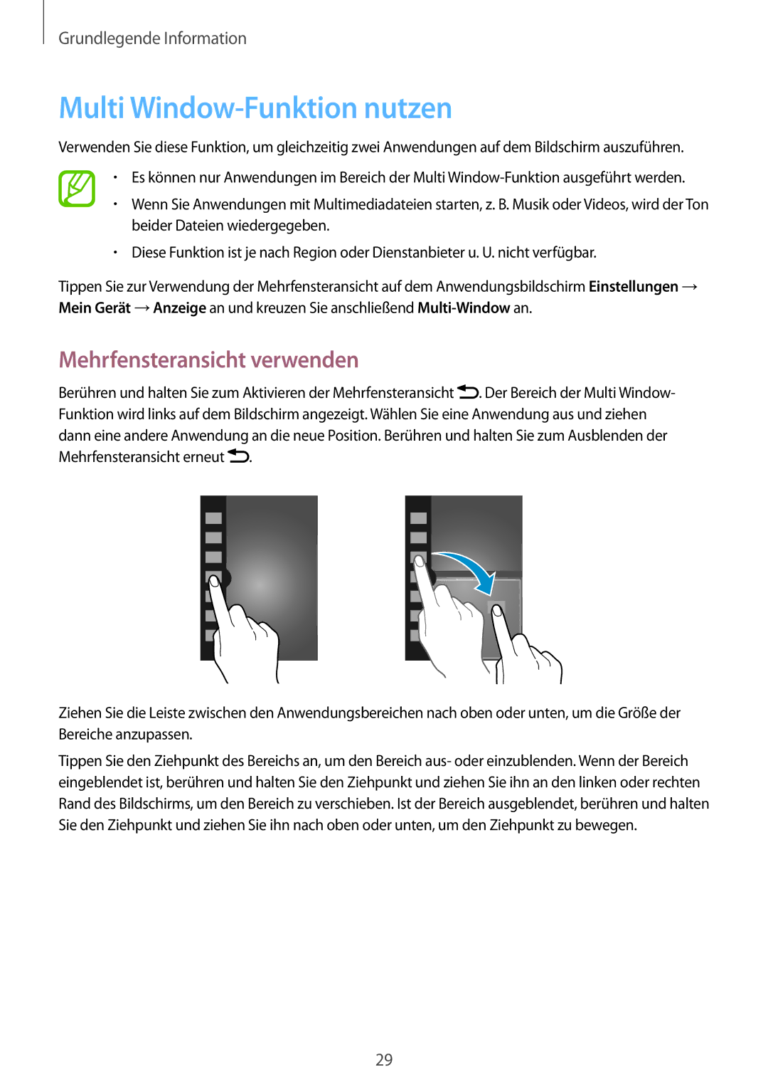 Samsung GT-I9205ZKAEPL, GT-I9205ZKATPH, GT-I9205ZKAVD2 manual Multi Window-Funktion nutzen, Mehrfensteransicht verwenden 