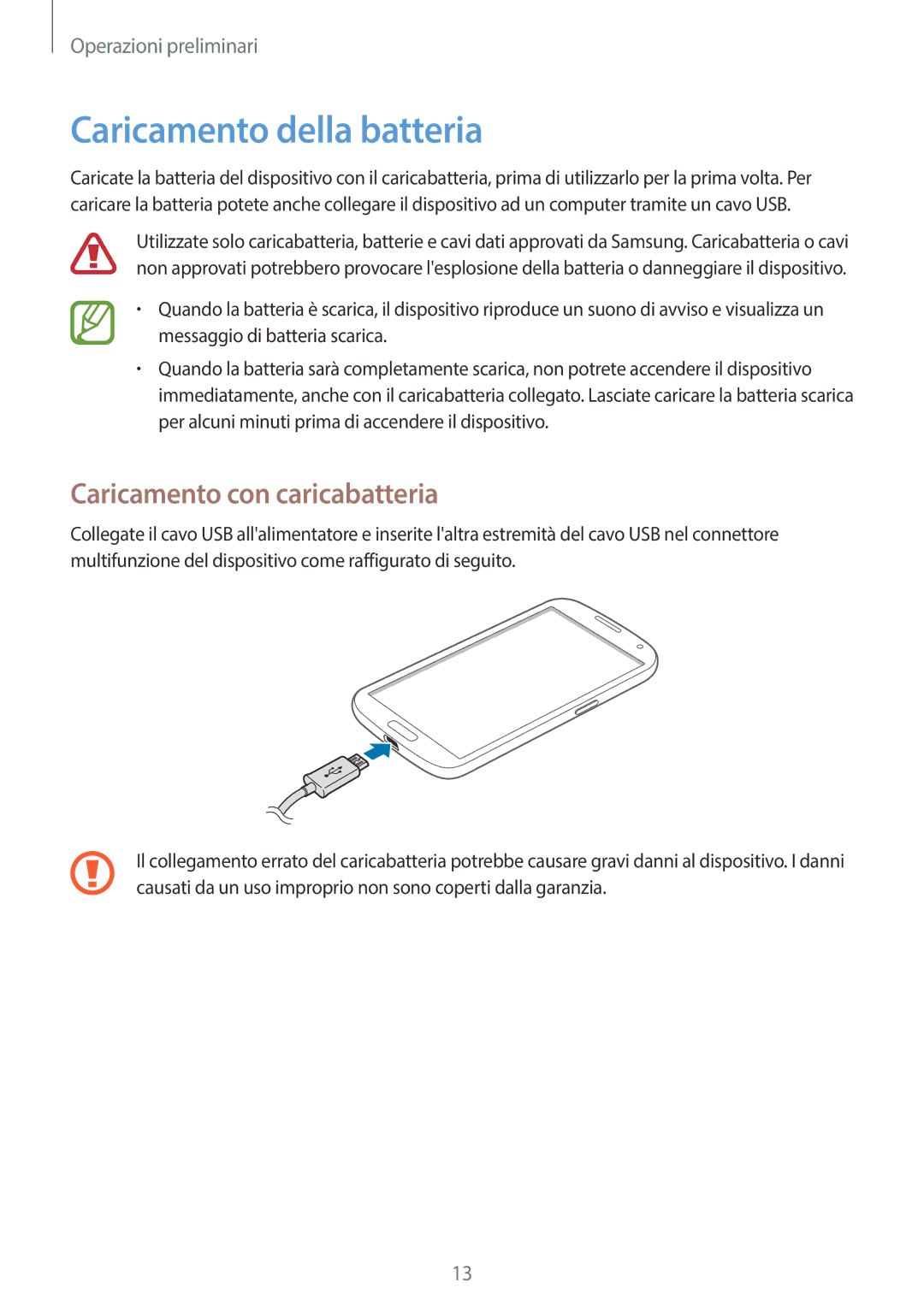 Samsung GT-I9205ZKAHUI, GT-I9205ZKAXEF, GT-I9205ZWAITV manual Caricamento della batteria, Caricamento con caricabatteria 