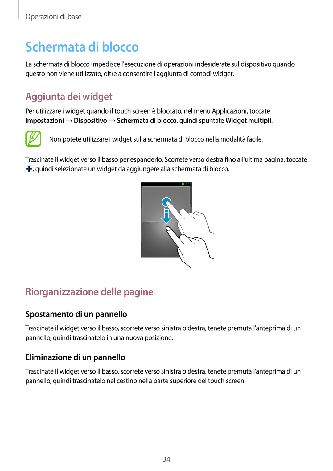 Samsung GT-I9205ZWAITV, GT-I9205ZKAXEF, GT-I9205ZKAHUI, GT-I9205ZKAITV manual Schermata di blocco, Aggiunta dei widget 