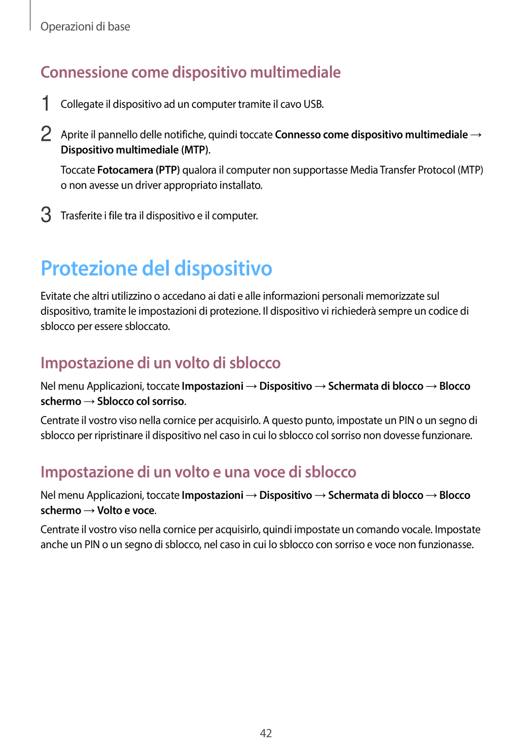 Samsung GT-I9205ZWAITV Protezione del dispositivo, Connessione come dispositivo multimediale, Dispositivo multimediale MTP 