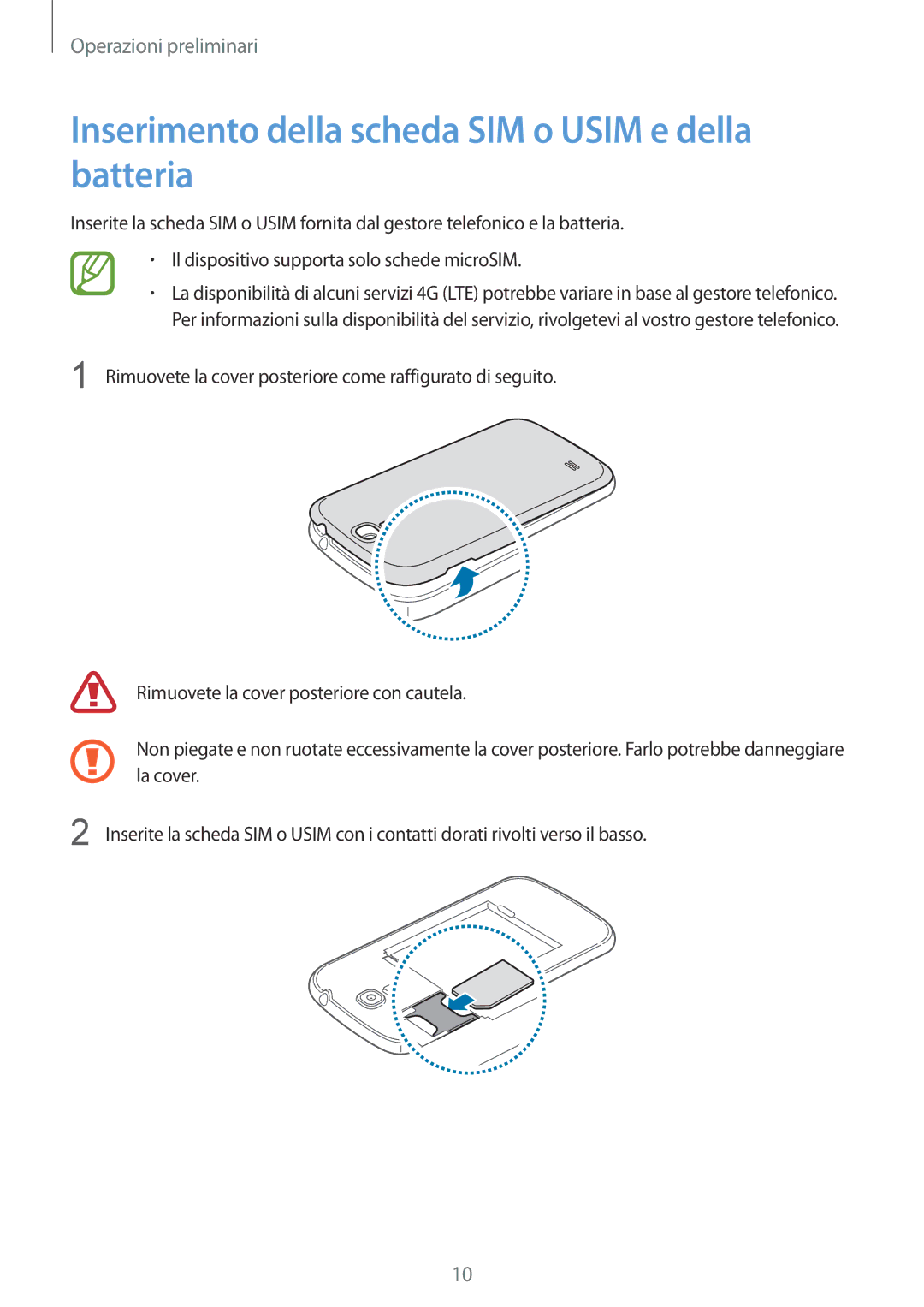 Samsung GT-I9205ZWAITV, GT-I9205ZKAXEF, GT-I9205ZKAHUI, GT-I9205ZKAITV Inserimento della scheda SIM o Usim e della batteria 