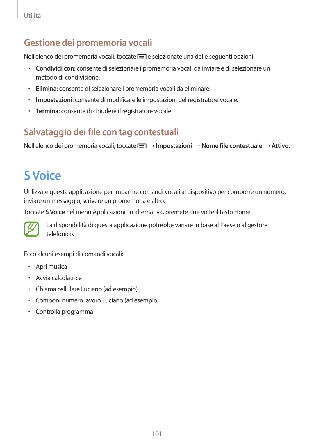 Samsung GT-I9205ZKAHUI, GT-I9205ZKAXEF Voice, Gestione dei promemoria vocali, Salvataggio dei file con tag contestuali 