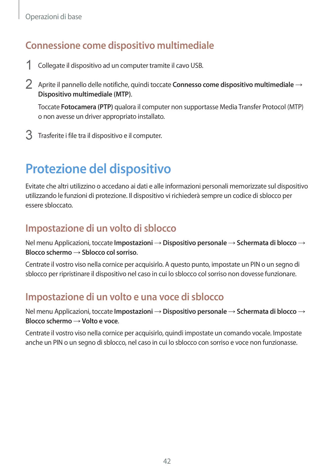 Samsung GT-I9205ZWAITV Protezione del dispositivo, Connessione come dispositivo multimediale, Dispositivo multimediale MTP 