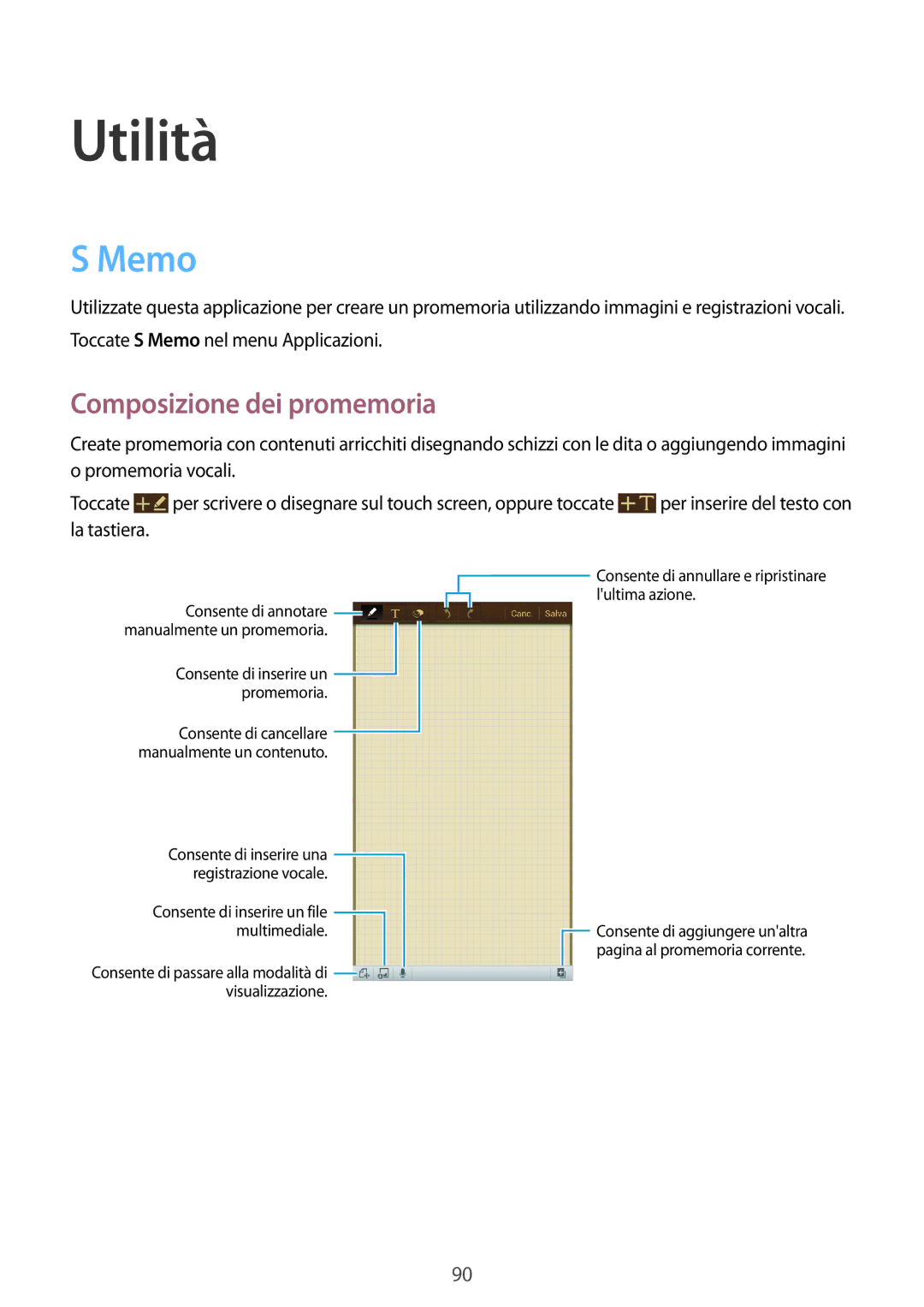 Samsung GT-I9205ZWAITV, GT-I9205ZKAXEF, GT-I9205ZKAHUI, GT-I9205ZKAITV manual Utilità, Memo, Composizione dei promemoria 