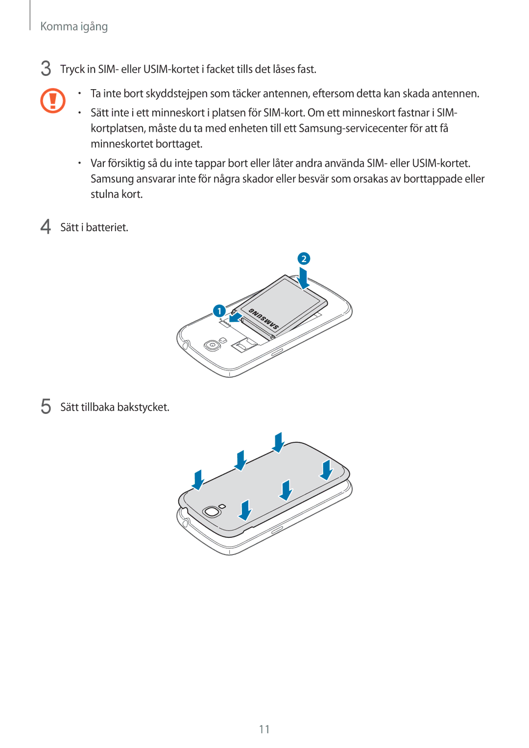 Samsung GT-I9205PPANEE, GT-I9205ZWANEE, GT-I9205ZKANEE manual Komma igång 