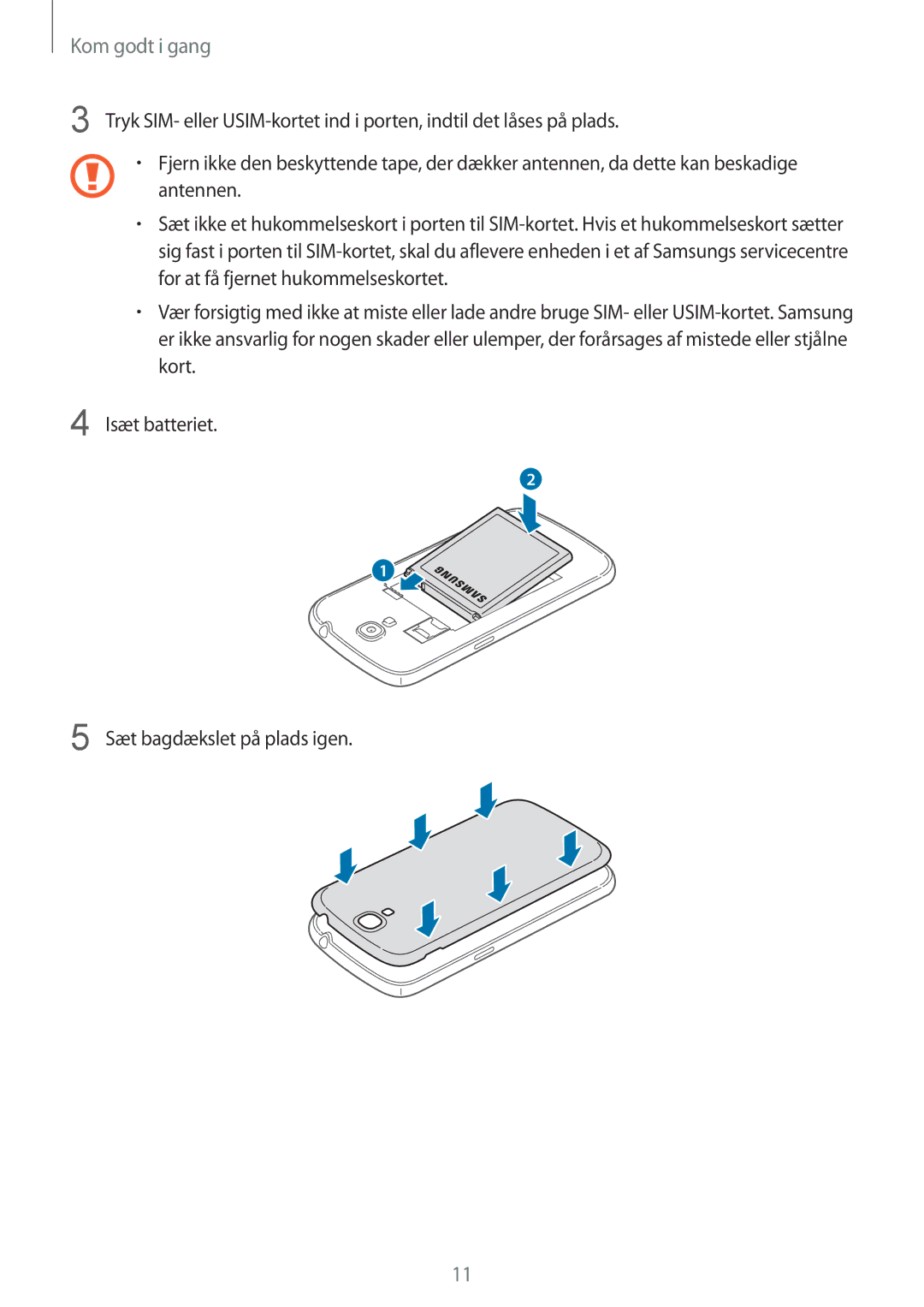 Samsung GT-I9205PPANEE, GT-I9205ZWANEE, GT-I9205ZKANEE manual Kom godt i gang 