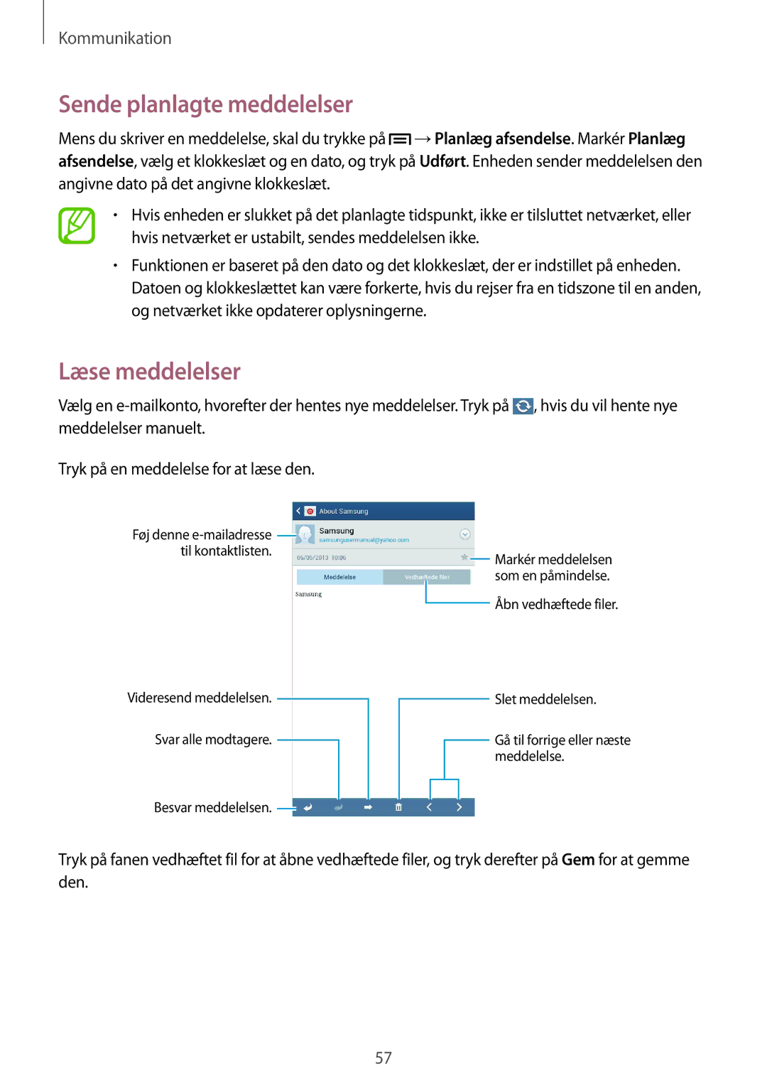 Samsung GT-I9205ZWANEE, GT-I9205ZKANEE, GT-I9205PPANEE manual Læse meddelelser 