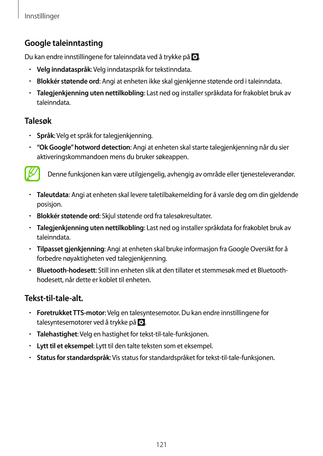 Samsung GT-I9205ZKANEE manual Google taleinntasting, Talesøk, Tekst-til-tale-alt, Språk Velg et språk for talegjenkjenning 