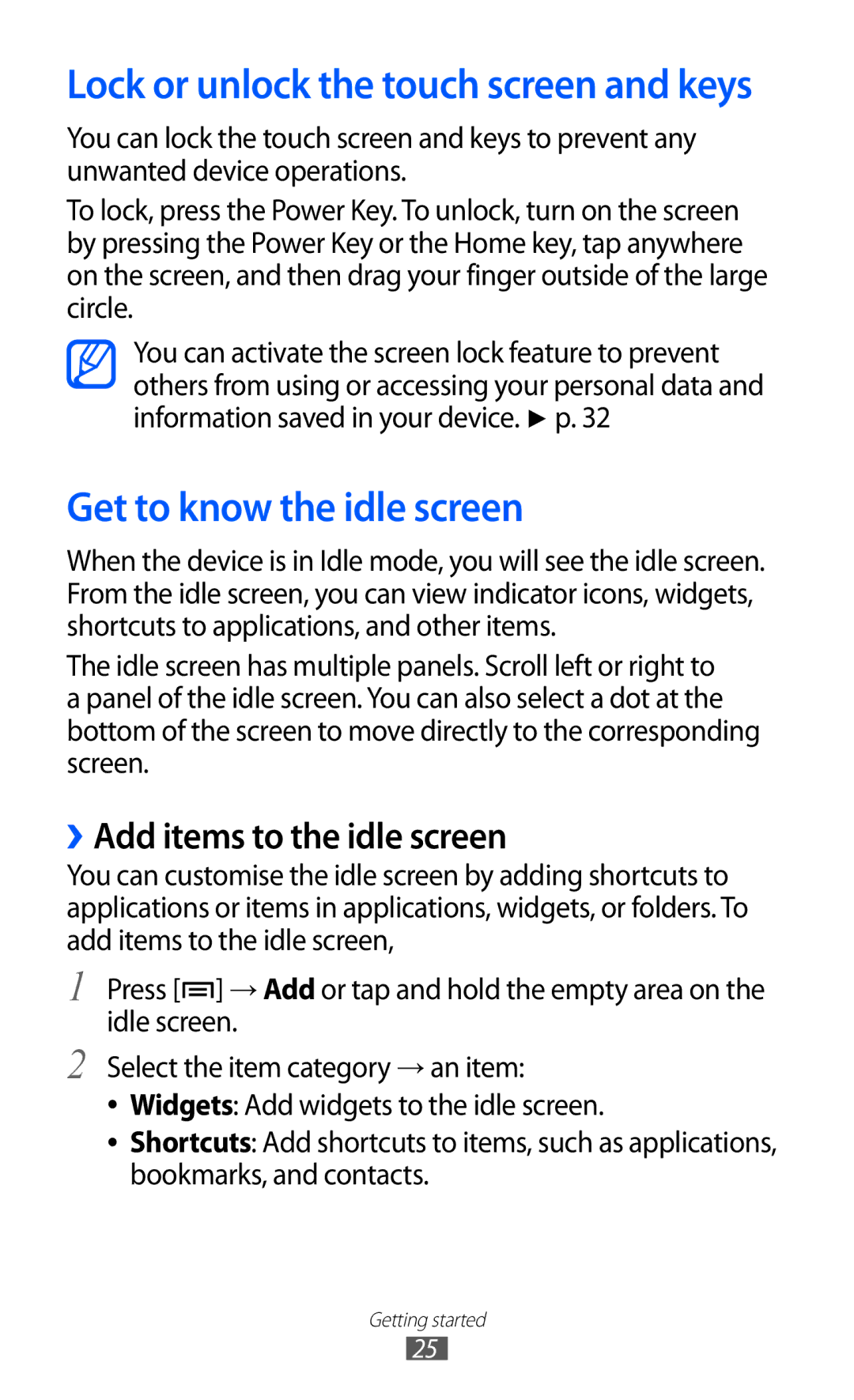 Samsung GT-I9210DAADTM, GT-I9210DAADBT, GT-I9210DAAVD2 manual Get to know the idle screen, ››Add items to the idle screen 