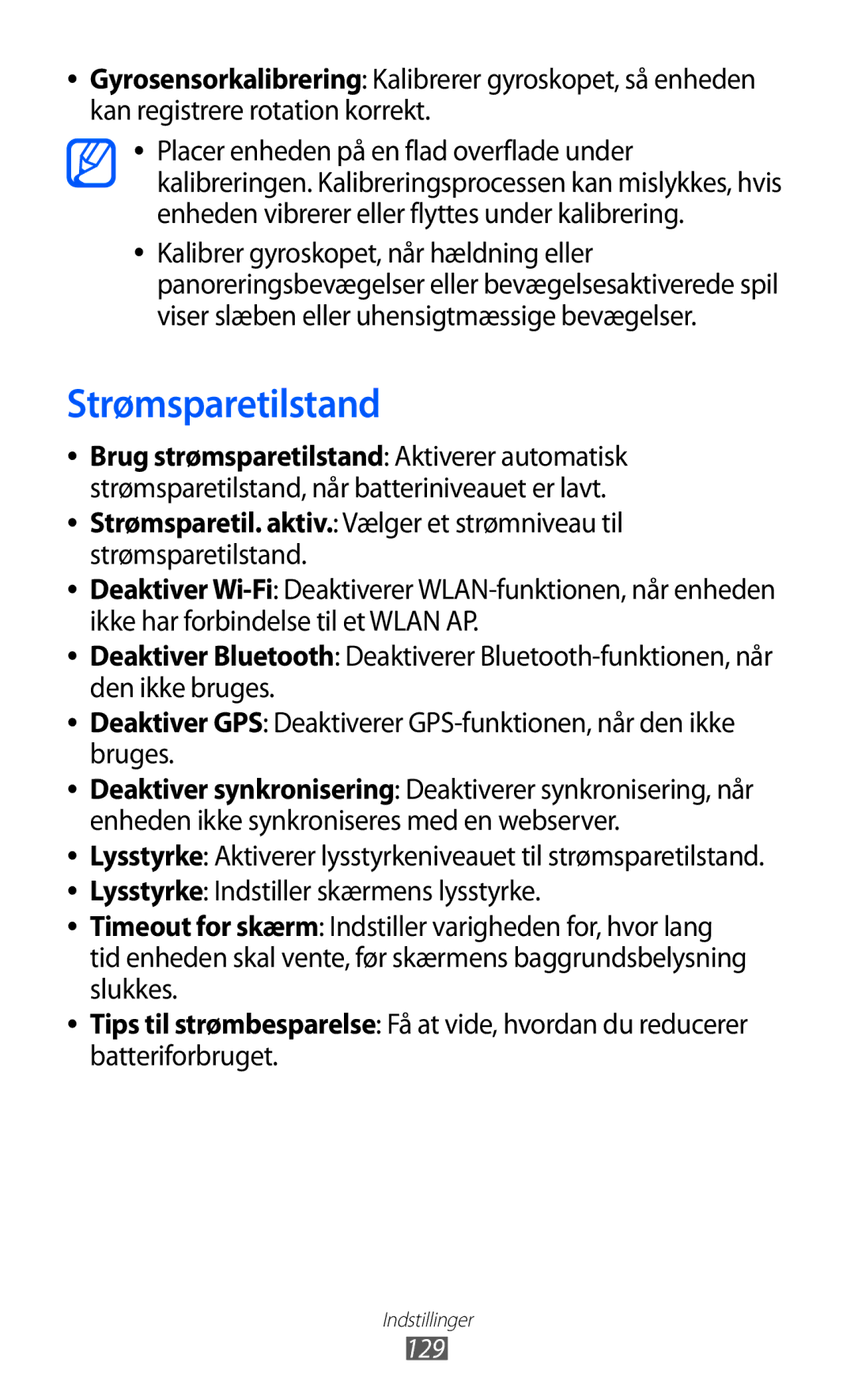 Samsung GT-I9210DAANEE manual Strømsparetilstand, 129 