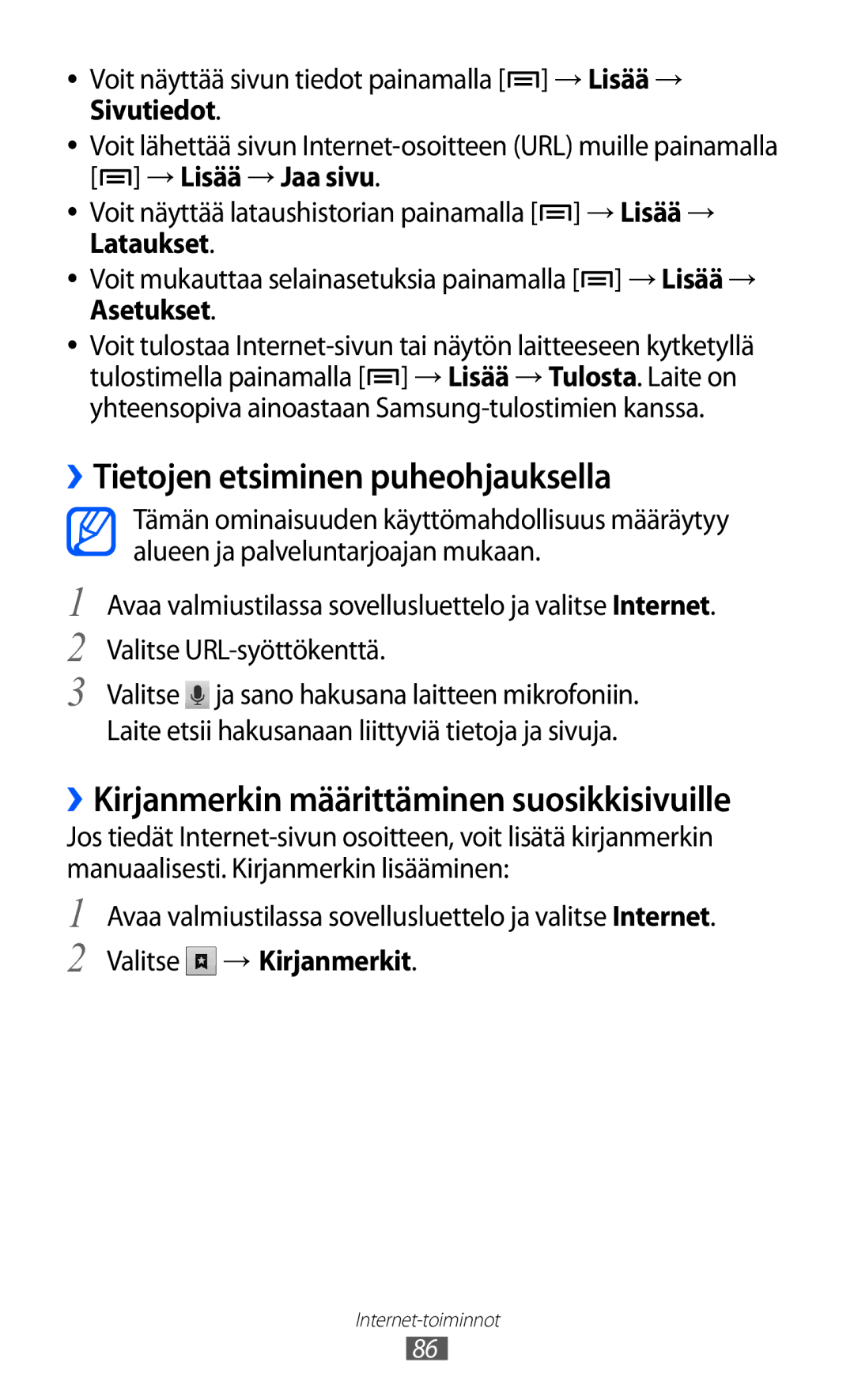 Samsung GT-I9210DAANEE ››Tietojen etsiminen puheohjauksella, Avaa valmiustilassa sovellusluettelo ja valitse Internet 