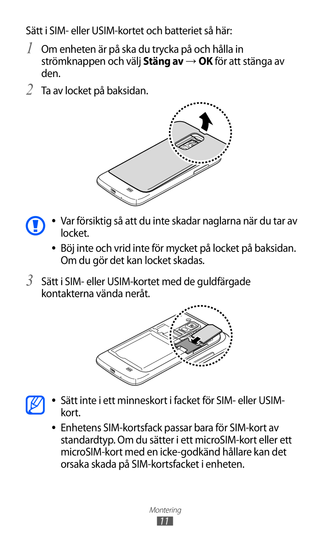 Samsung GT-I9210DAANEE manual Montering 