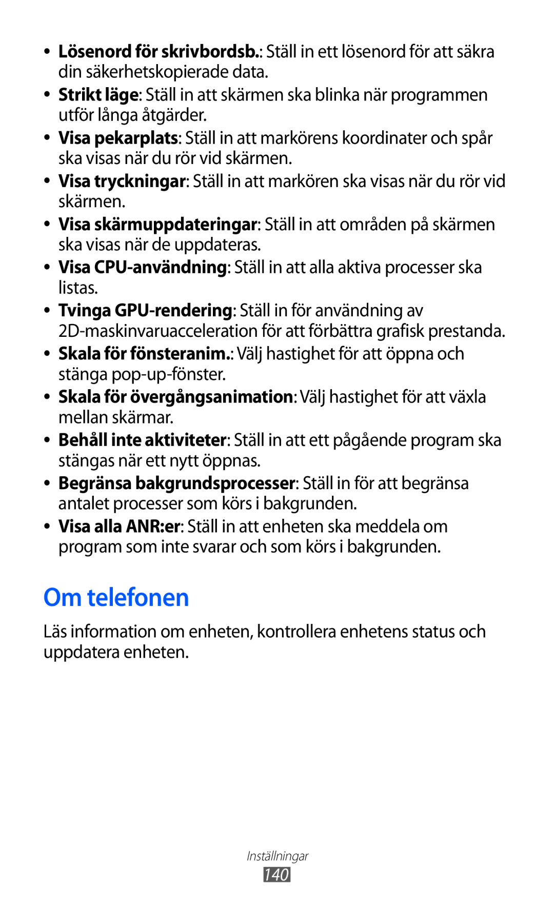 Samsung GT-I9210DAANEE manual Om telefonen, 140 