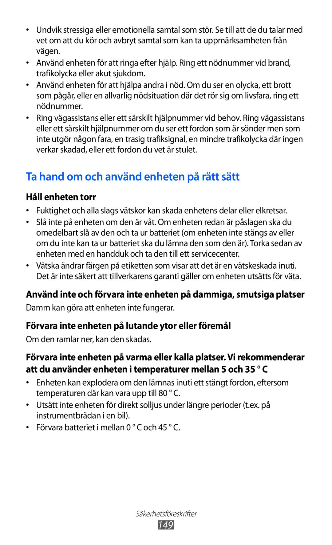 Samsung GT-I9210DAANEE manual Ta hand om och använd enheten på rätt sätt, 149 