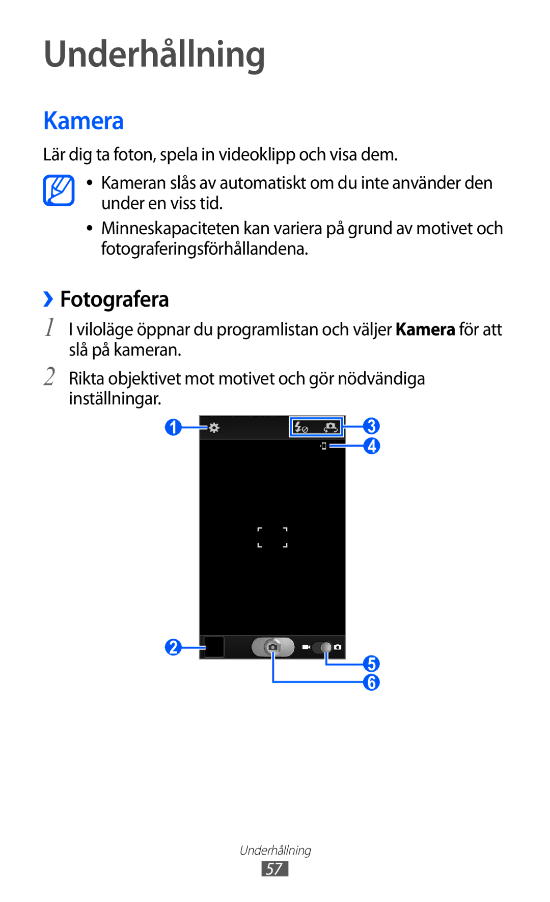 Samsung GT-I9210DAANEE manual Underhållning, Kamera, ››Fotografera 